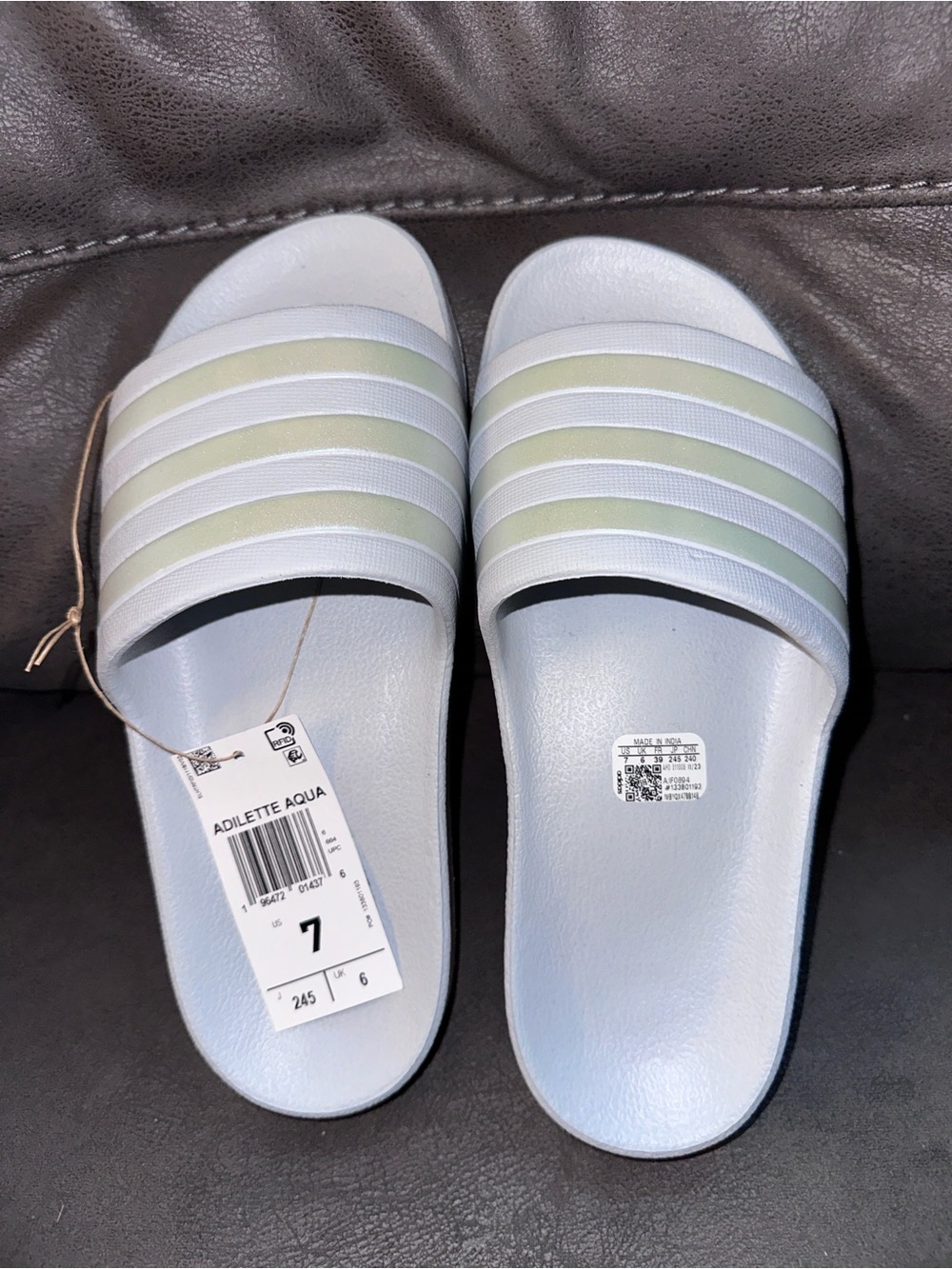Adidas Adilette Aqua Slides Light Blue Women’s Size 7 New Without Box